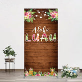 Lofaris Hawaii Aloha Luau Floral Wood Plant Rectangle Backdrop